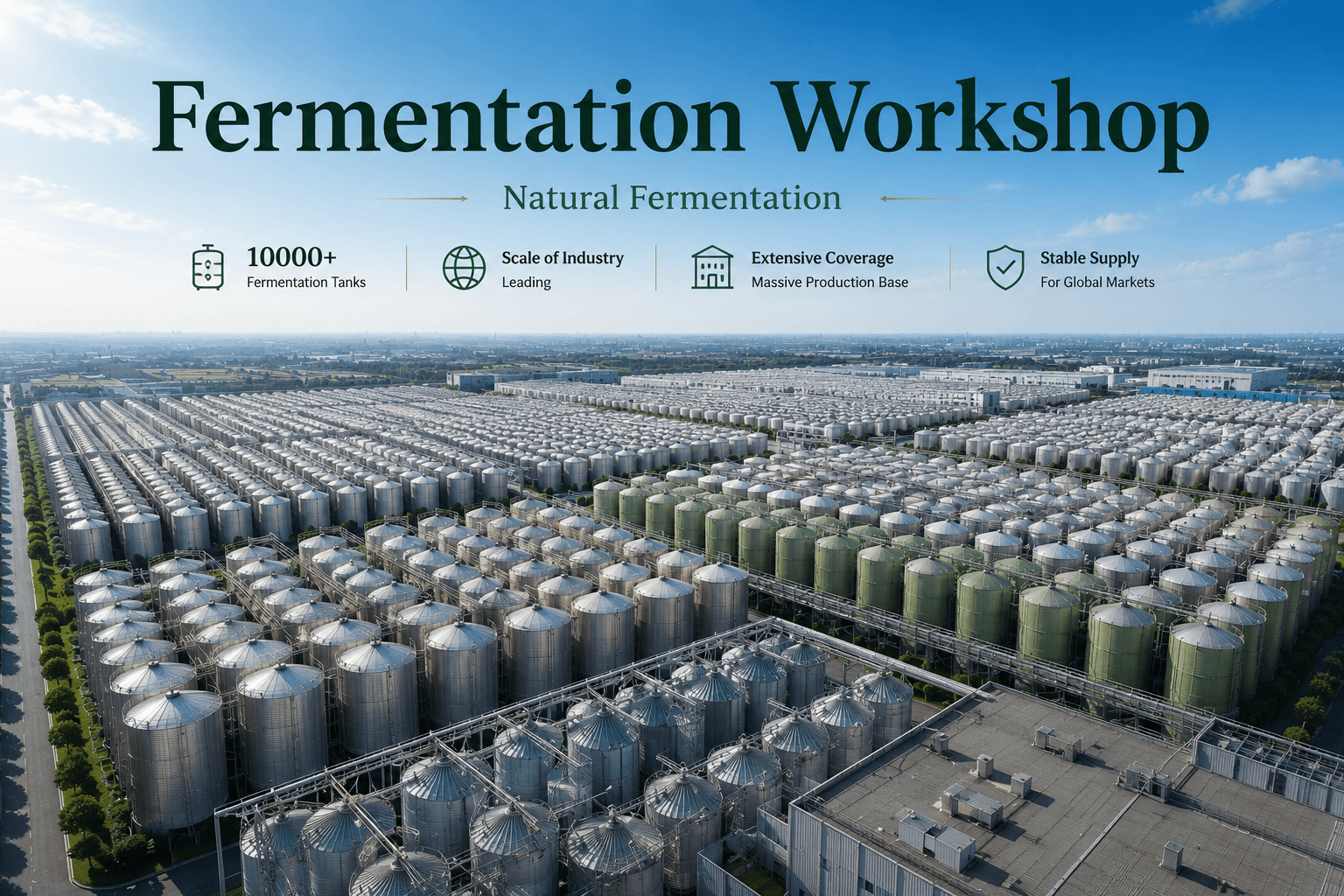 Large-scale fermentation facilities for naturally brewed soy sauce manufacturing