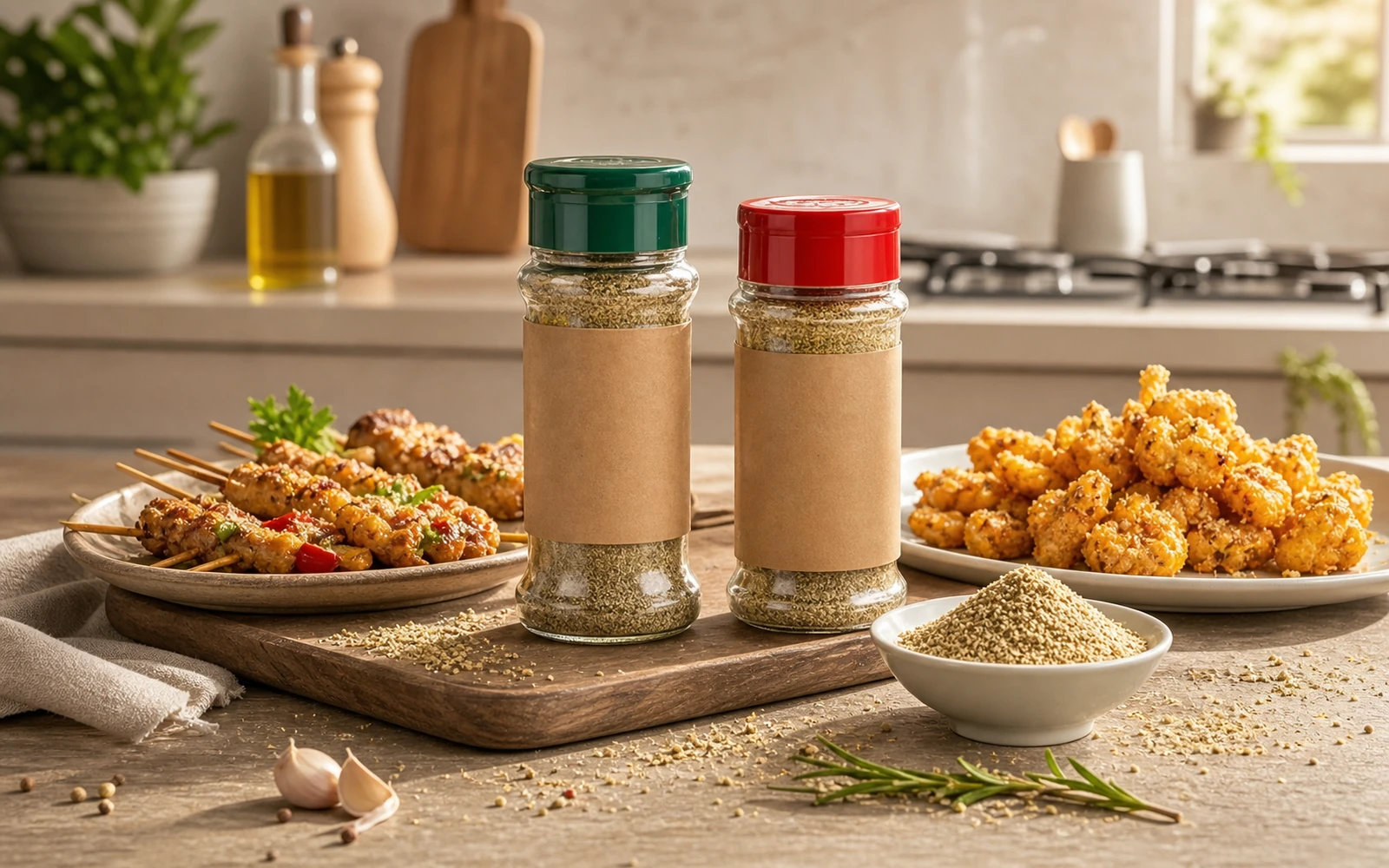 Soy sauce powder application in snack seasoning