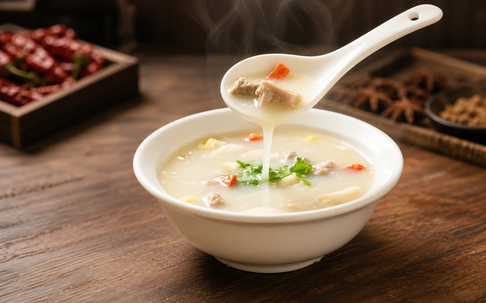 Soy sauce powder application in soup base and bouillon